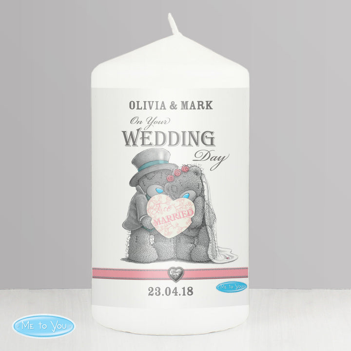 Buy Personalised Me To You Wedding Couple Pillar Candle available now at www.giftsfinder.co.uk