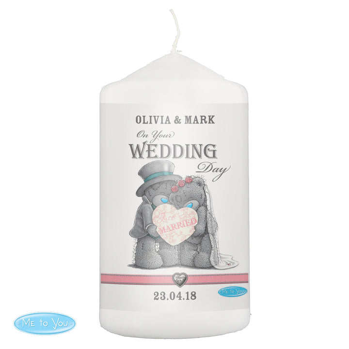 Buy Personalised Me To You Wedding Couple Pillar Candle available now at www.giftsfinder.co.uk