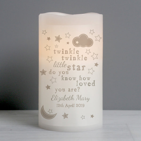 Personalised Twinkle Twinkle Nightlight LED Candle in gift category Personalised LED Candles