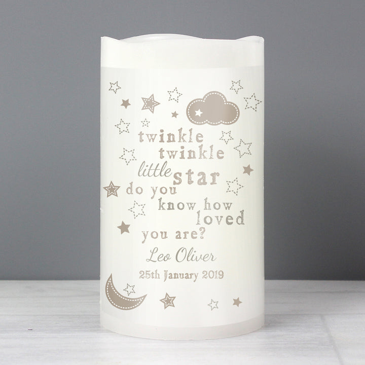 Personalised Twinkle Twinkle Nightlight LED Candle - part of the Gifts Finder Personalised LED Candles collection