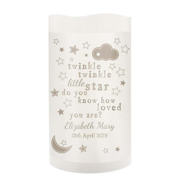 Personalised Twinkle Twinkle Nightlight LED Candle - part of the Gifts Finder Personalised LED Candles collection