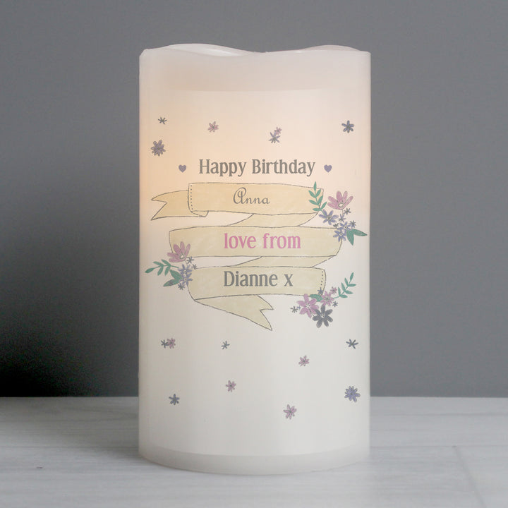 Buy Personalised Garden Bloom LED Candle available now at www.giftsfinder.co.uk