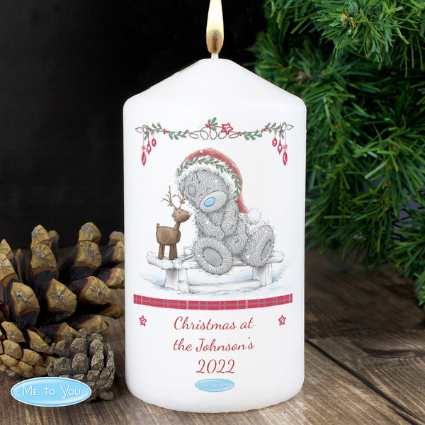 Buy Personalised Me To You Reindeer Pillar Candle available now at www.giftsfinder.co.uk