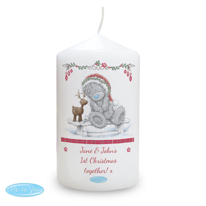 Buy Personalised Me To You Reindeer Pillar Candle available now at www.giftsfinder.co.uk