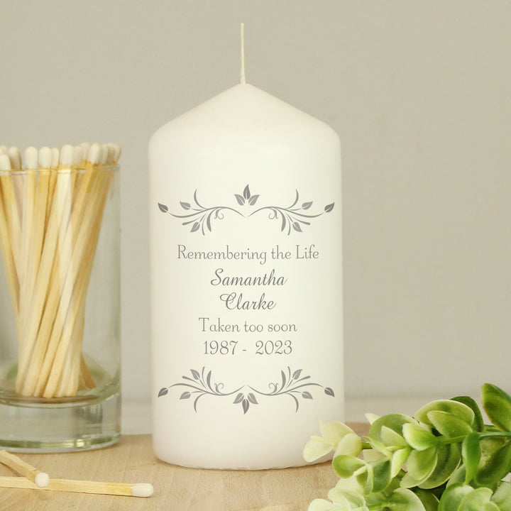 Personalised Sentiments Pillar Candle in gift category Personalised Candles