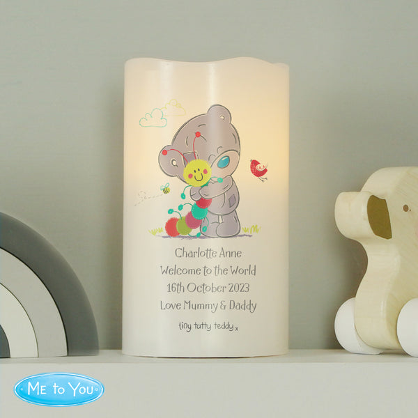 Buy Personalised Tiny Tatty Teddy Cuddle Bug Nightlight LED Candle at www.giftsfinder.co.uk