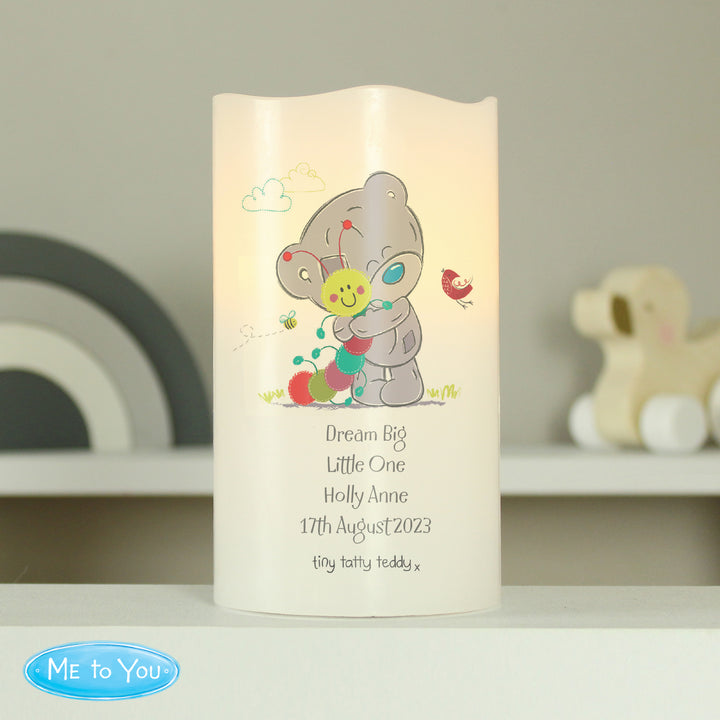 Buy Personalised Tiny Tatty Teddy Cuddle Bug Nightlight LED Candle at www.giftsfinder.co.uk