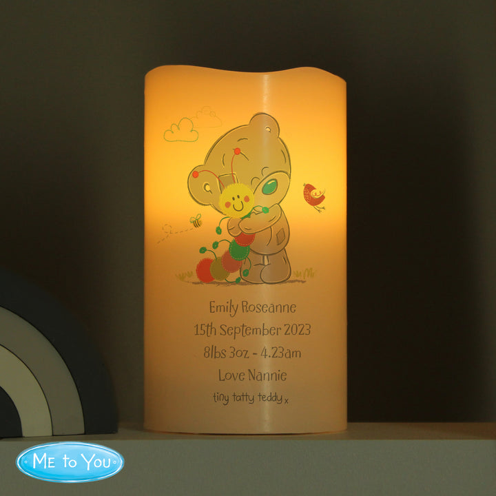 Buy Personalised Tiny Tatty Teddy Cuddle Bug Nightlight LED Candle at www.giftsfinder.co.uk