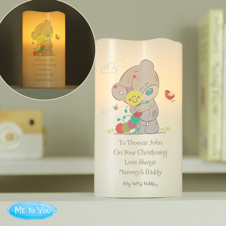 Buy Personalised Tiny Tatty Teddy Cuddle Bug Nightlight LED Candle at www.giftsfinder.co.uk