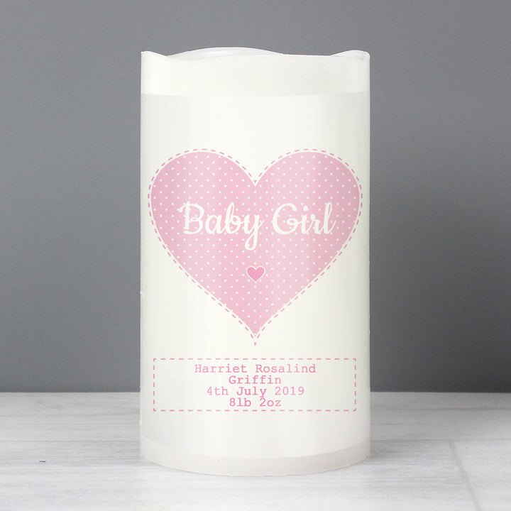 Buy Personalised Stitch & Dot Baby Girl Nightlight LED Candle at www.giftsfinder.co.uk