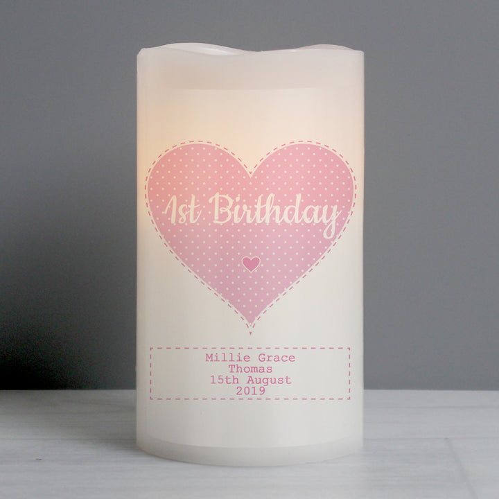 Buy Personalised Stitch & Dot Baby Girl Nightlight LED Candle at www.giftsfinder.co.uk