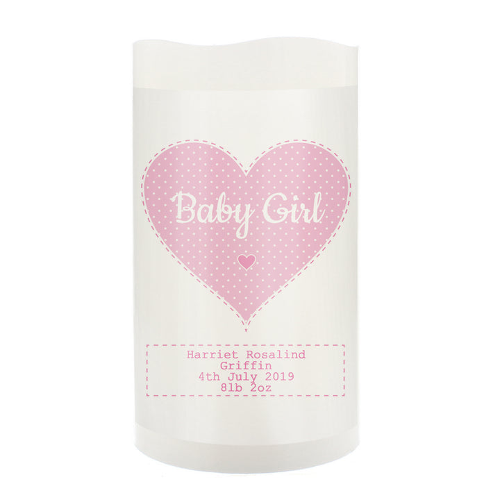 Buy Personalised Stitch & Dot Baby Girl Nightlight LED Candle at www.giftsfinder.co.uk