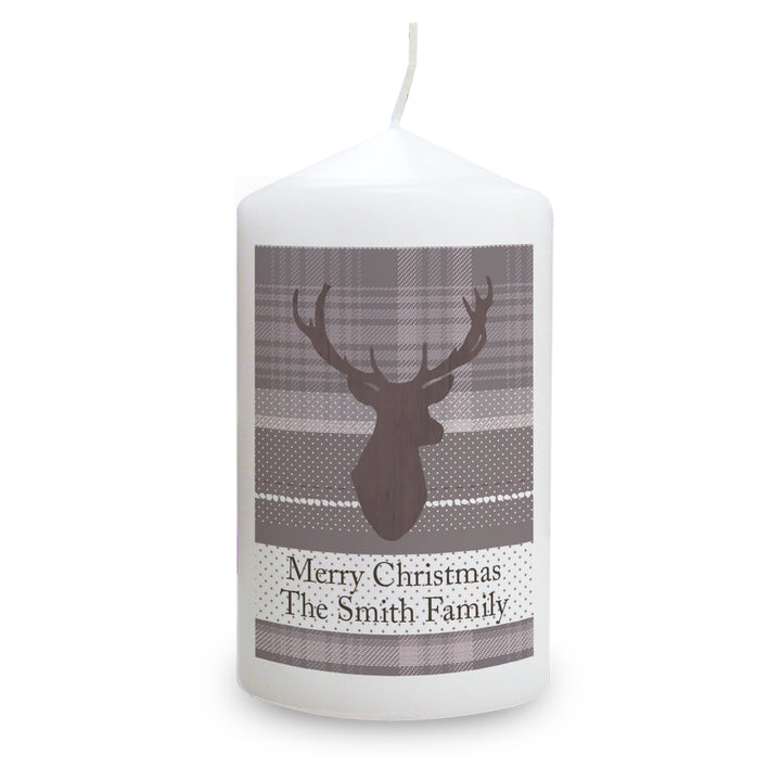 Buy Personalised Highland Stag Pillar Candle at www.giftsfinder.co.uk