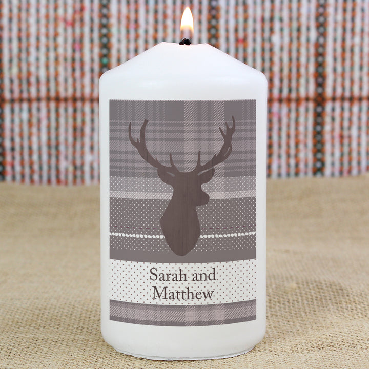 Buy Personalised Highland Stag Pillar Candle at www.giftsfinder.co.uk