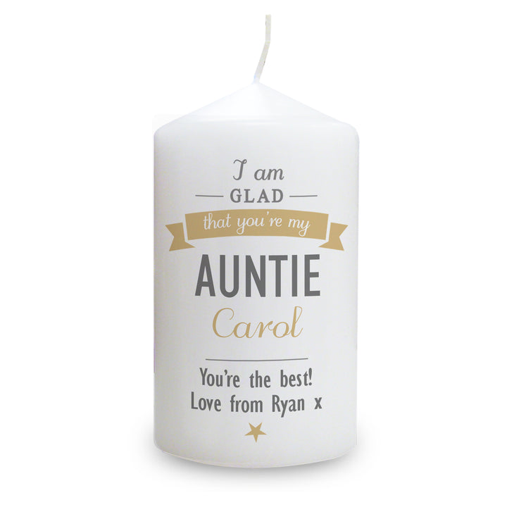 Personalised I Am Glad... Pillar Candle - part of the Gifts Finder Personalised Candles collection