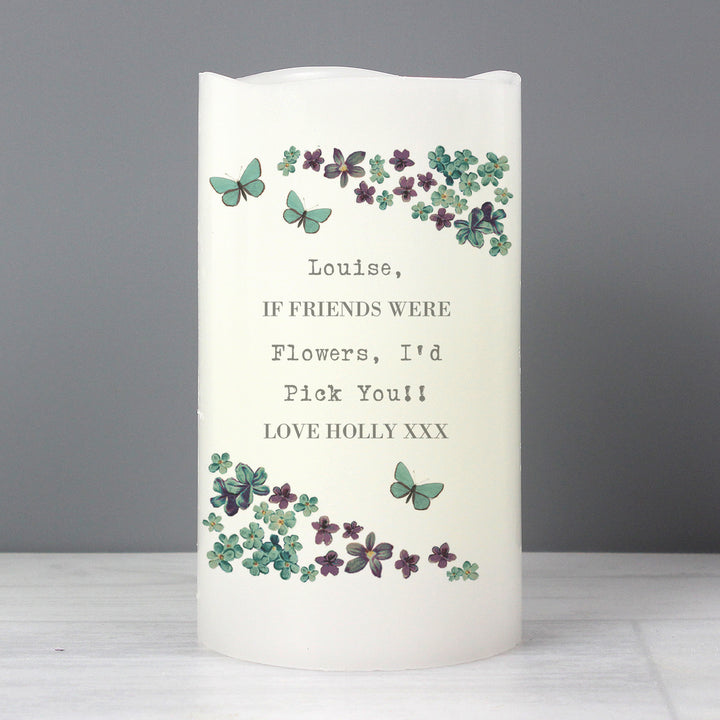 Personalised Forget Me Not LED Candle - part of the Gifts Finder Personalised LED Candles collection