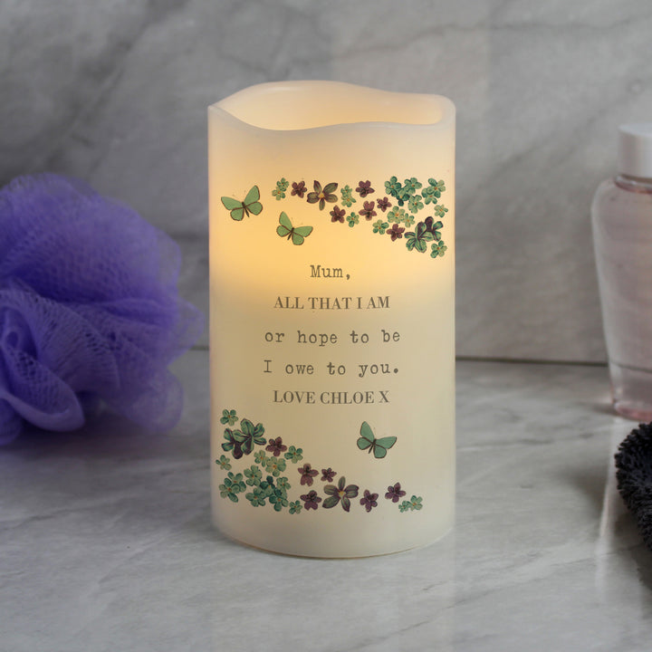 Personalised Forget Me Not LED Candle - part of the Gifts Finder Personalised LED Candles collection