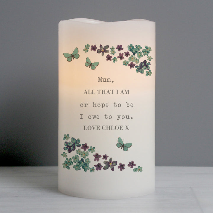 Personalised Forget Me Not LED Candle - part of the Gifts Finder Personalised LED Candles collection