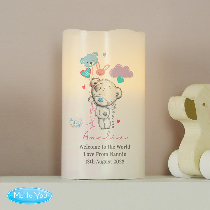 Personalised Tiny Tatty Teddy Dream Big Pink Nightlight LED Candle - part of the Gifts Finder Personalised LED Candles collection