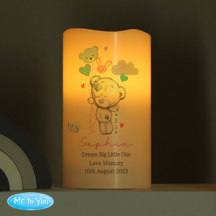 Personalised Tiny Tatty Teddy Dream Big Pink Nightlight LED Candle - part of the Gifts Finder Personalised LED Candles collection