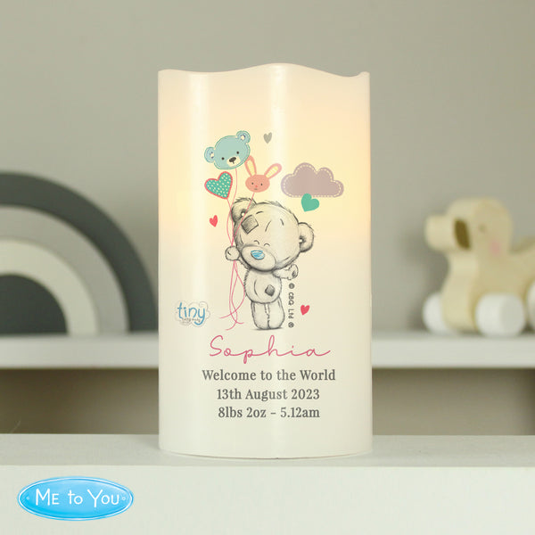 Buy Personalised Tiny Tatty Teddy Dream Big Pink Nightlight LED Candle at www.giftsfinder.co.uk