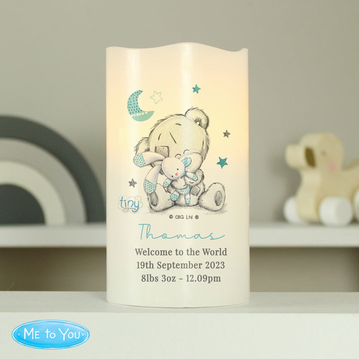 Personalised Tiny Tatty Teddy Dream Big Blue Nightlight LED Candle - part of the Gifts Finder Personalised LED Candles collection