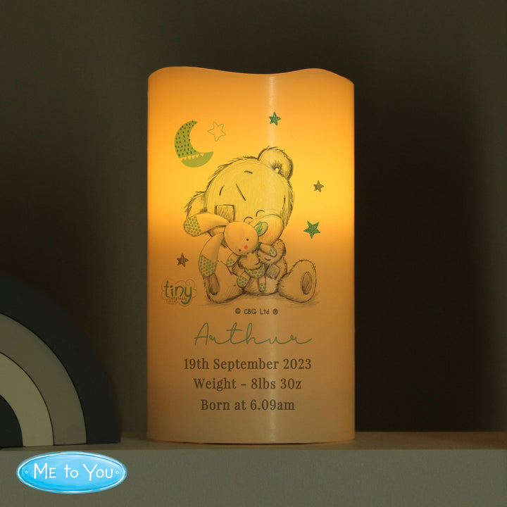 Personalised Tiny Tatty Teddy Dream Big Blue Nightlight LED Candle - part of the Gifts Finder Personalised LED Candles collection