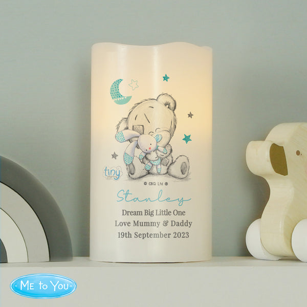 Buy Personalised Tiny Tatty Teddy Dream Big Blue Nightlight LED Candle at www.giftsfinder.co.uk