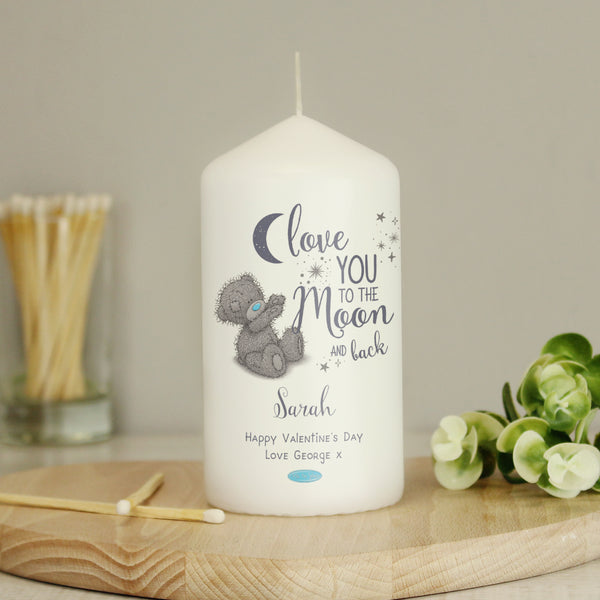 Buy Personalised Me to You 'Love You to the Moon and Back' Pillar Candle at www.giftsfinder.co.uk