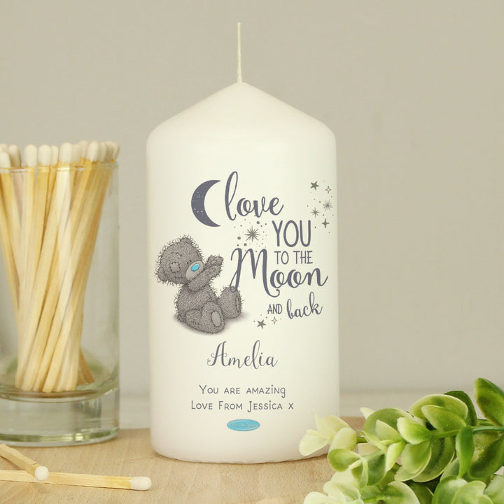 Buy Personalised Me to You 'Love You to the Moon and Back' Pillar Candle at www.giftsfinder.co.uk