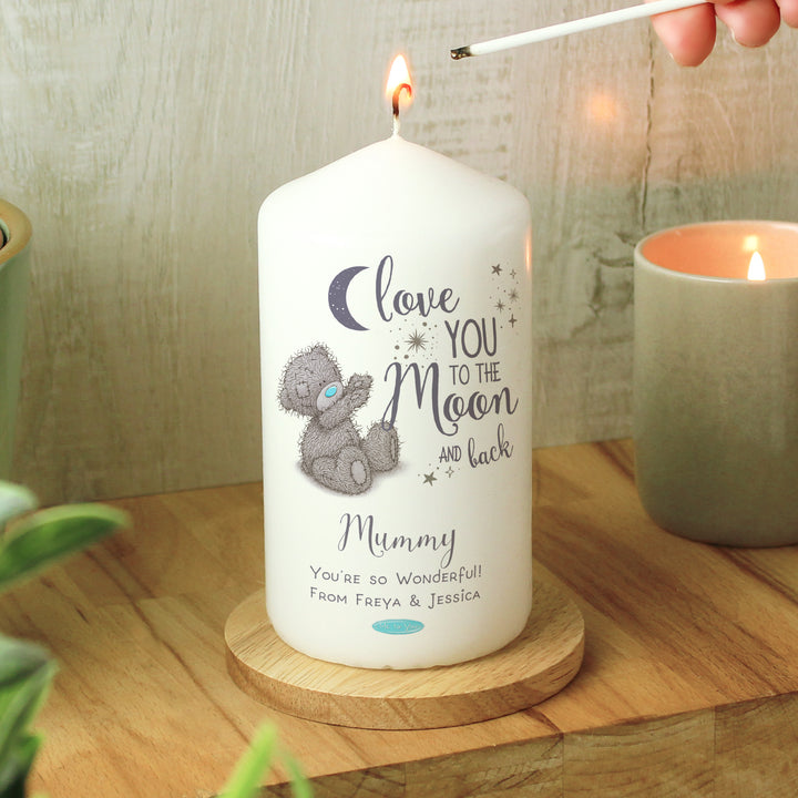 Buy Personalised Me to You 'Love You to the Moon and Back' Pillar Candle at www.giftsfinder.co.uk