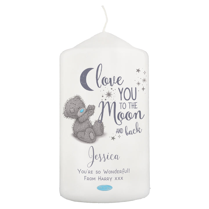 Buy Personalised Me to You 'Love You to the Moon and Back' Pillar Candle at www.giftsfinder.co.uk