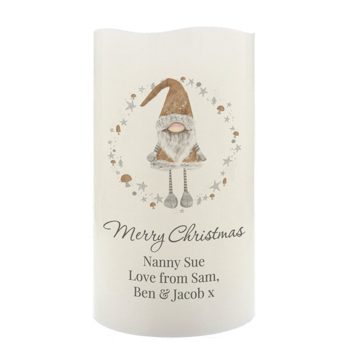 Buy Personalised Scandinavian Christmas Gnome LED Candle at www.giftsfinder.co.uk