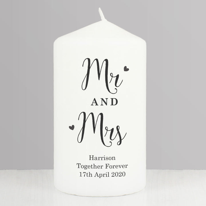 Buy Personalised Married Couple Pillar Candle at www.giftsfinder.co.uk