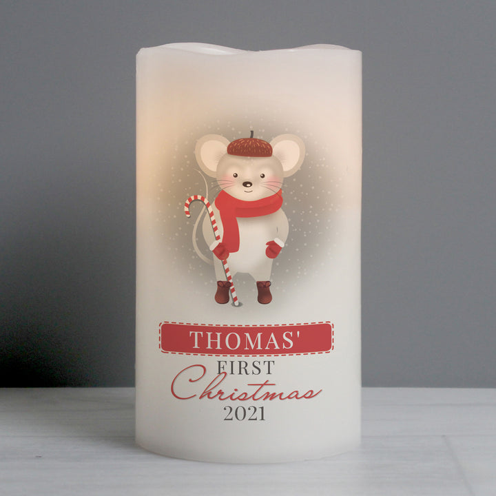 Buy Personalised '1st Christmas' Mouse Night Light LED Candle available now at www.giftsfinder.co.uk