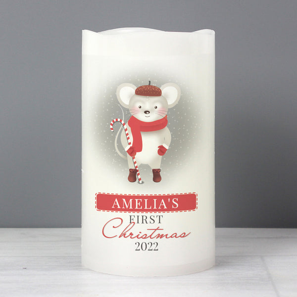 Buy Personalised '1st Christmas' Mouse Night Light LED Candle available now at www.giftsfinder.co.uk