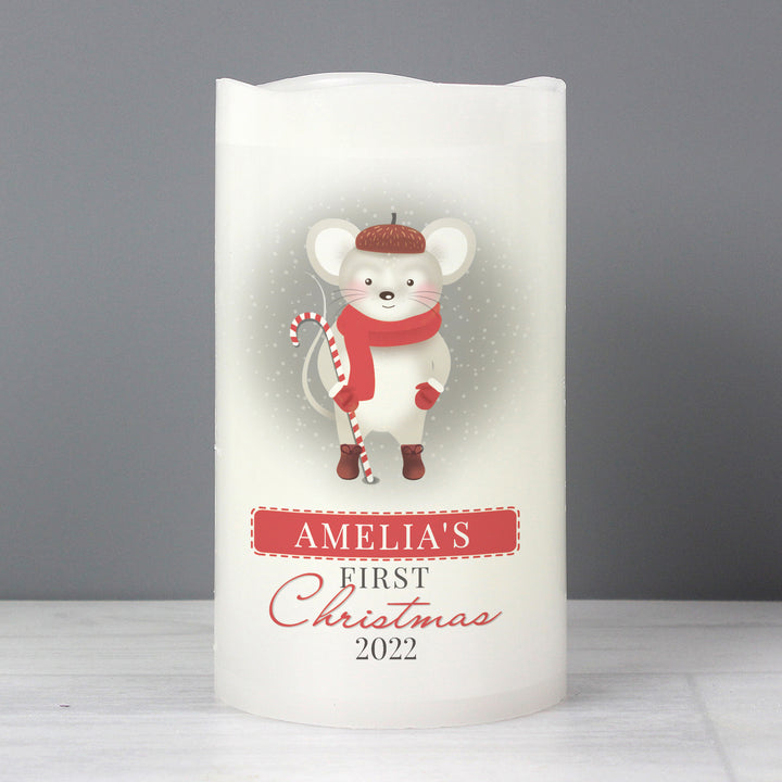 Buy Personalised '1st Christmas' Mouse Night Light LED Candle available now at www.giftsfinder.co.uk