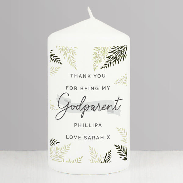 Buy Personalised Godparent Pillar Candle at www.giftsfinder.co.uk