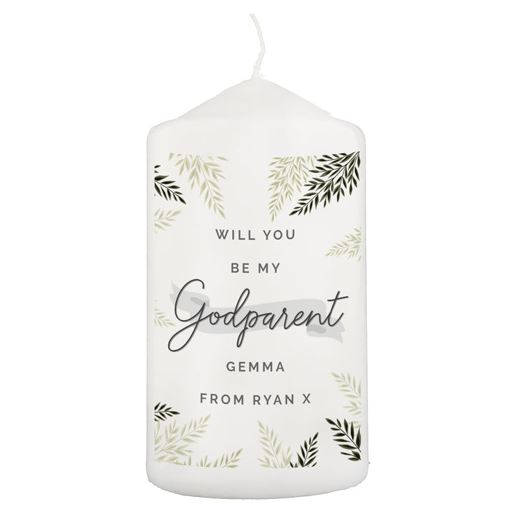 Personalised Godparent Pillar Candle - part of the Gifts Finder Personalised Candles collection