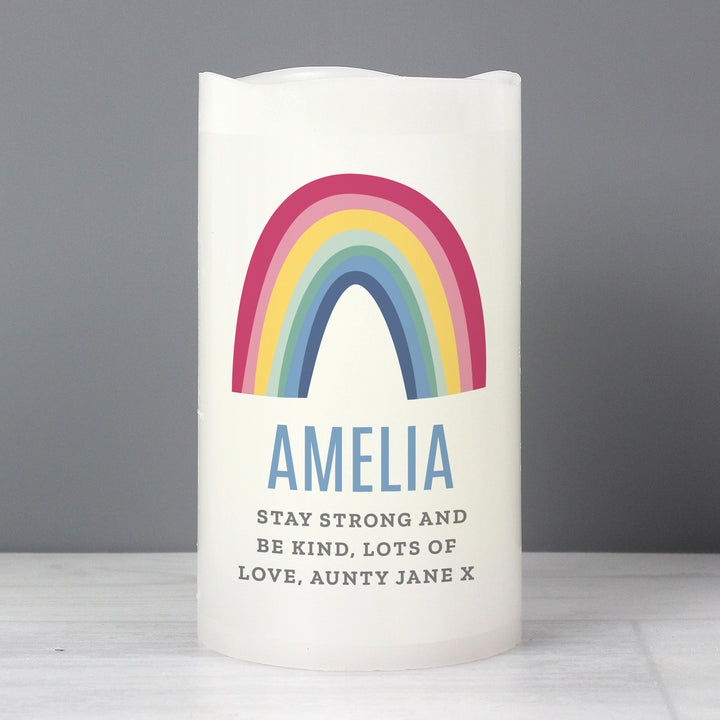 Buy Personalised Rainbow LED Candle at www.giftsfinder.co.uk