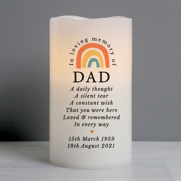 Buy Personalised In Loving Memory Rainbow LED candle at www.giftsfinder.co.uk