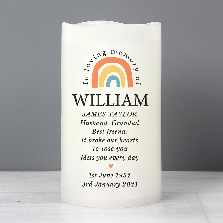 Personalised In Loving Memory Rainbow LED Candle - part of the Gifts Finder Personalised LED Candles collection