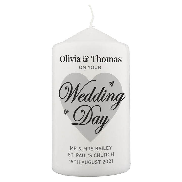 Personalised On Your Wedding Day Pillar Candle - part of the Gifts Finder Personalised Candles collection