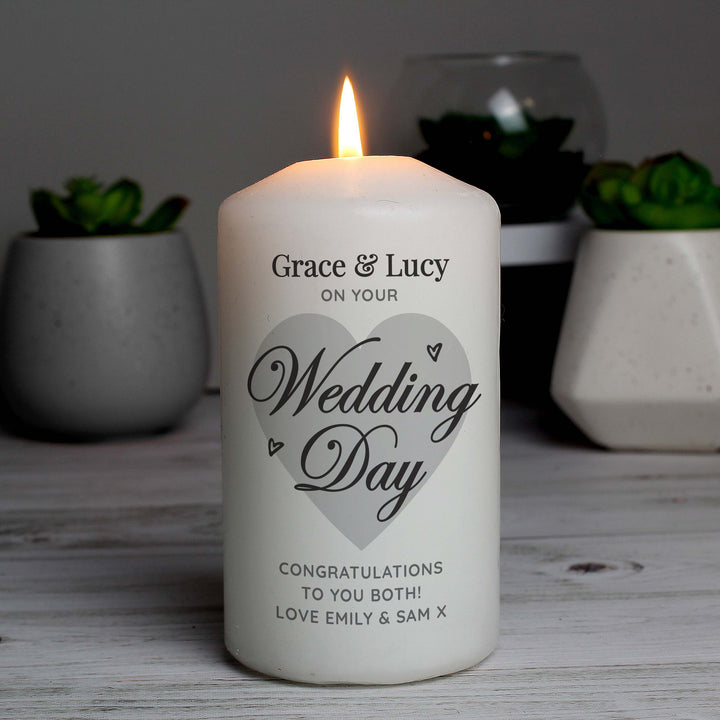 Personalised On Your Wedding Day Pillar Candle - part of the Gifts Finder Personalised Candles collection