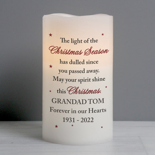 Buy Personalised Christmas Season Memorial LED Candle available now at www.giftsfinder.co.uk