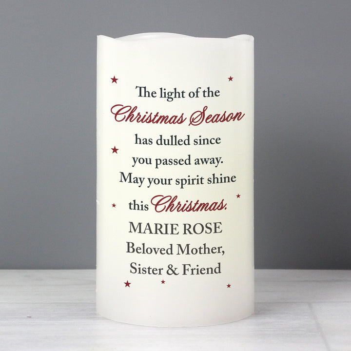 Personalised Christmas Season Memorial LED Candle - part of the Gifts Finder Personalised LED Candles collection