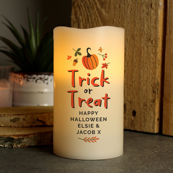 Personalised Trick or Treat LED Candle in gift category Personalised LED Candles