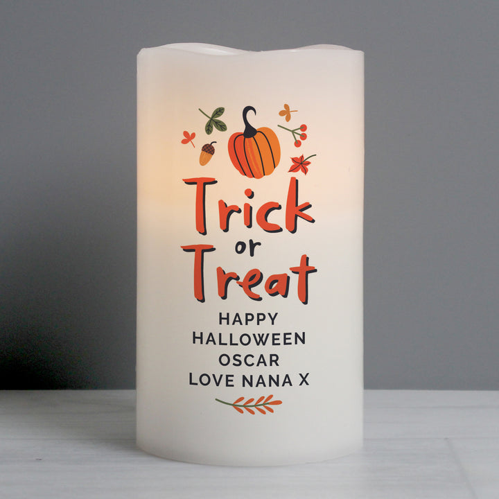 Personalised Trick or Treat LED Candle in gift category Personalised LED Candles