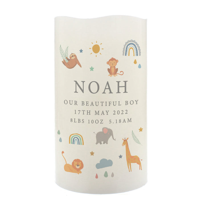 Personalised Safari Animals LED Candle in gift category Personalised Candles