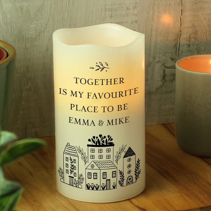 Buy Personalised HOME LED Candle available now at www.giftsfinder.co.uk